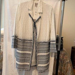 Chico’s long fringe coat